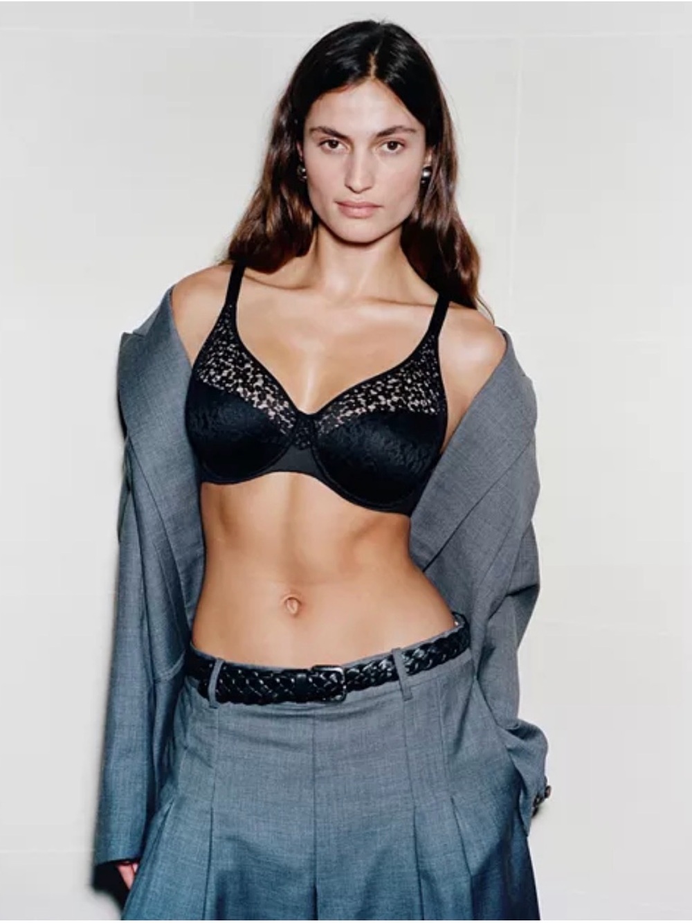 Chantelle Black Lace Underwire Bra with Sheer Lace Insets
